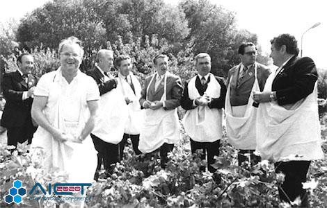 Andrei Ershov with colleagues at the cotton harvest, Urgench, Uzbekistan